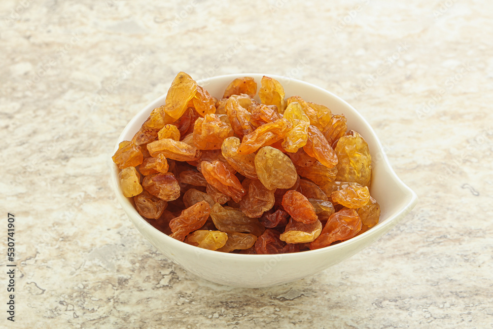 Sweet yellow raisin in the bowl Sweet yellow raisin in the bowl