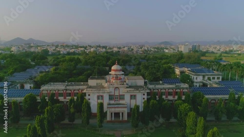 Solar panels on the roof of the building in udaypur photo