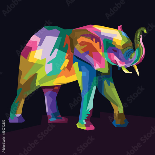 colorful elephant pop art portrait isolated decoration illustration