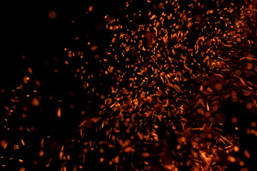 fire flame with sparks on black background