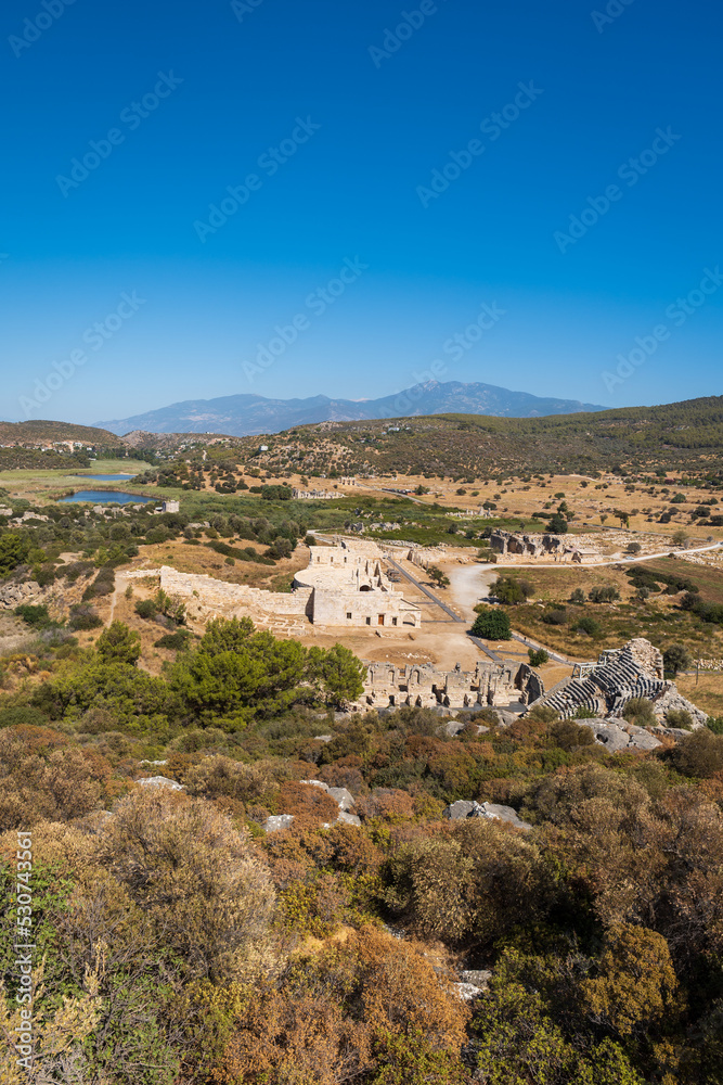 Patara, ancient archeological site in Turkey. Ruins of the ancient Lycian city Patara, the Lycia League capital city, located in today's Turkey.	
