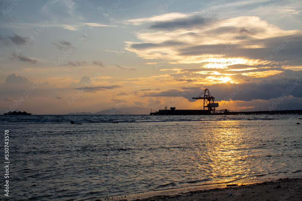 Beautiful sunset cloud scenery background from the beach