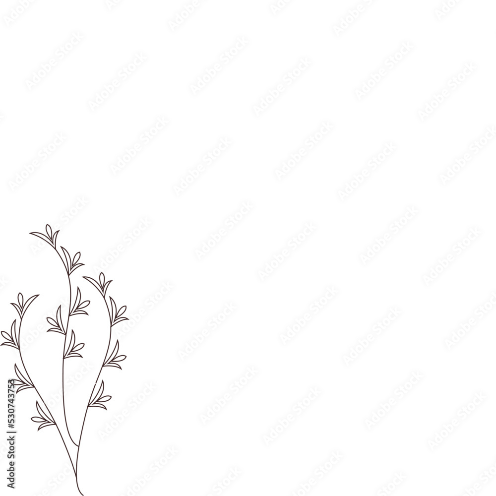 decorative element with flower and leaves 