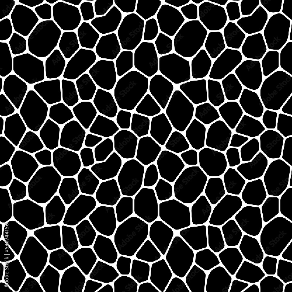 Animal skin vector seamless pattern. Black and white geometric template texture. Voronoi repeated backdrop for textile, fabric and interior designs. line polygonal cells wallpaper Animal skin vector seamless pattern. Black and white geometric template texture. Voronoi repeated backdrop for textile, fabric and interior designs. line polygonal cells wallpaper