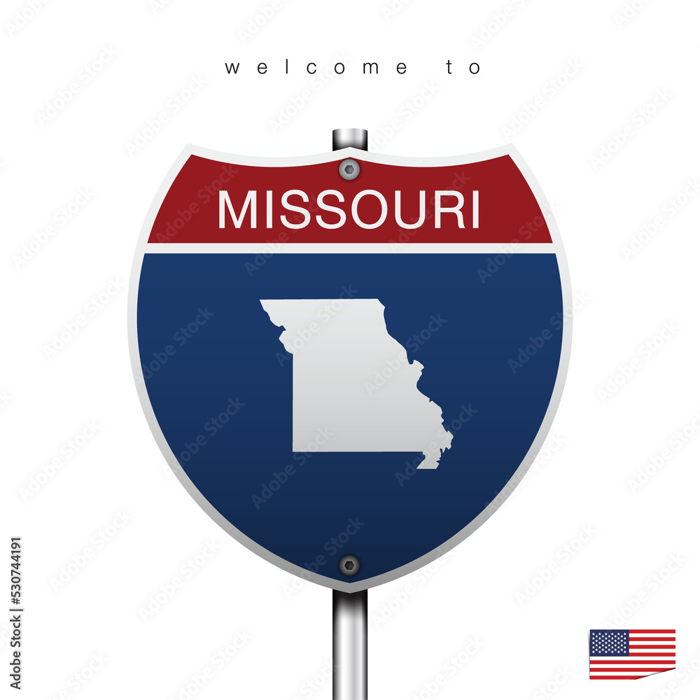 An Sign Road America Style with state of American, Missouri and map, vector art image illustration An Sign Road America Style with state of American, Missouri and map, vector art image illustration