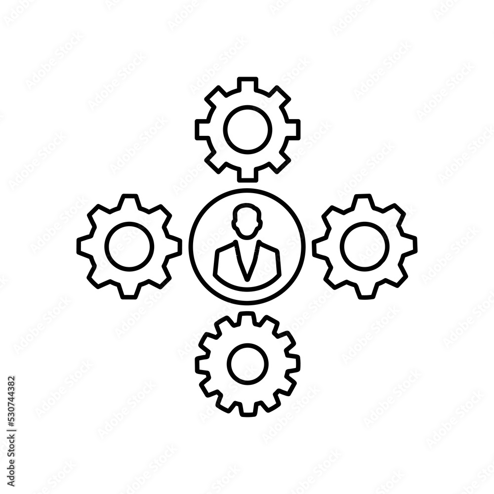 Gear, specialist, support line icon. Outline vector. Gear, specialist, support line icon. Outline vector.