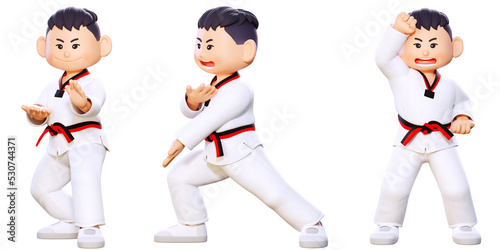3D character kid who does Taekwondo