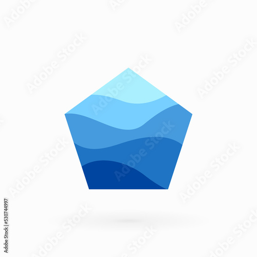 water waves logo in pentagon sign - water vector