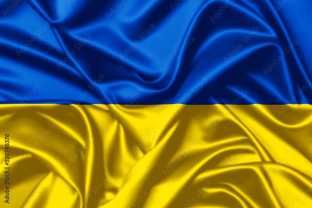 Ukraine waving flag close up satin texture background Ukraine waving flag close up satin texture background
