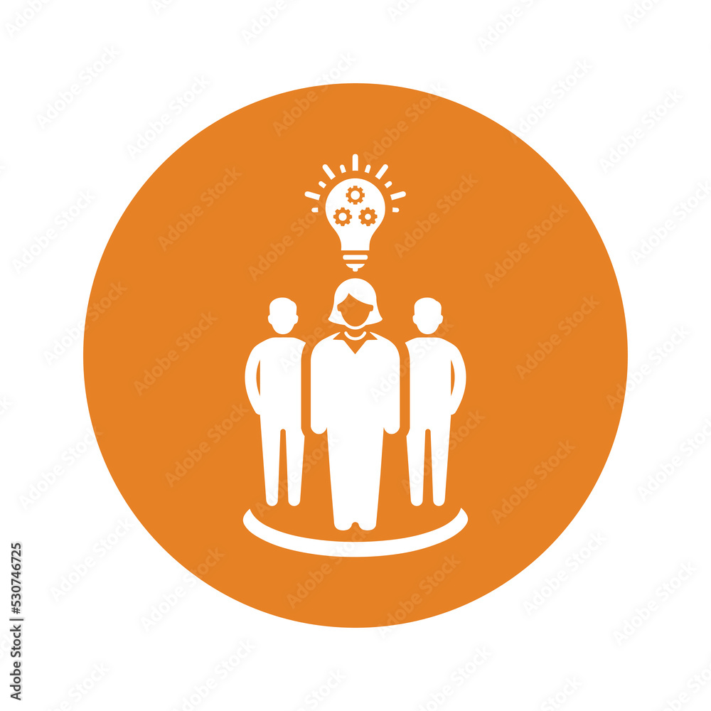 Leader, team, woman icon. Orange vector sketch. Leader, team, woman icon. Orange vector sketch.