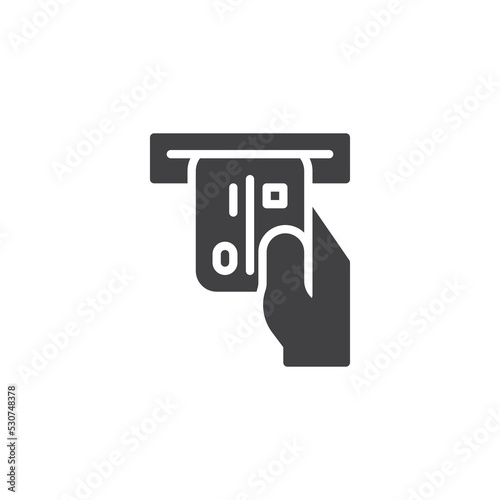 Hand insert a credit card vector icon