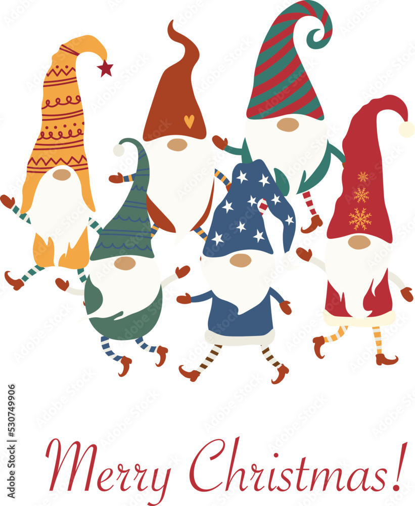 Merry Christmas and New Year Composition isolated Vector illustration on white background Merry Christmas and New Year Composition isolated Vector illustration on white background