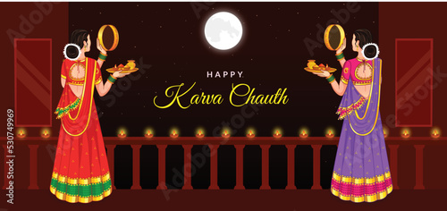 Happy Karwa Chauth festival with Karva Chauth is a one day festival celebrated by Hindu women from some regions of India photo