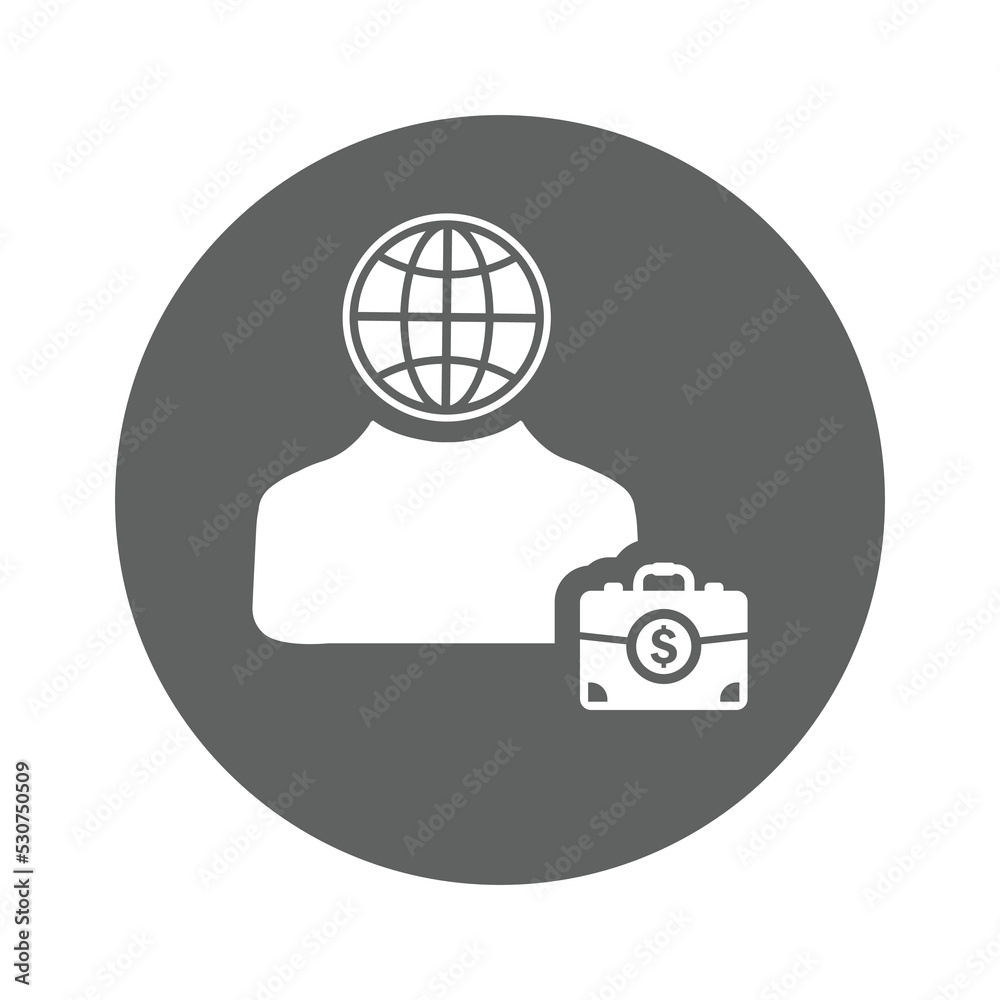 Specialist, world, global business icon. Gary vector graphics. Specialist, world, global business icon. Gary vector graphics.