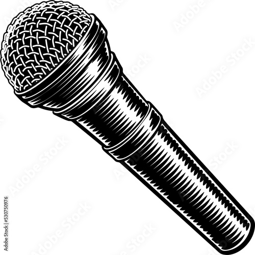 Microphone Vintage Woodcut ...