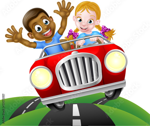 Children Driving Car