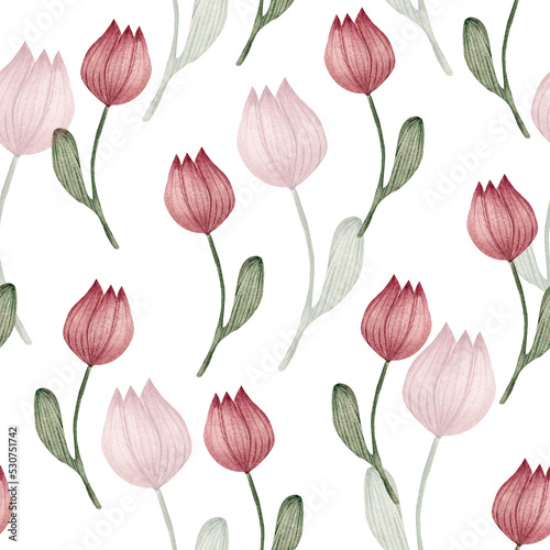 Seamless pattern with tulips