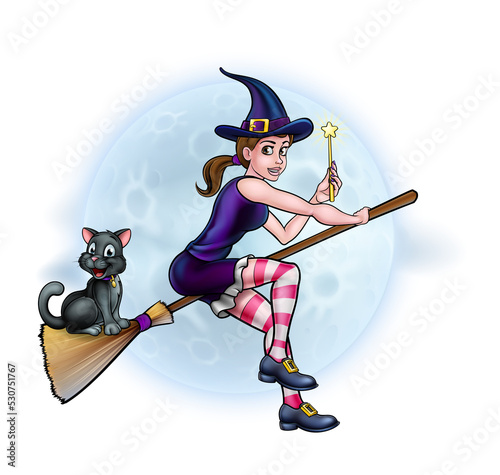 Witch and Full Moon Hallowe...