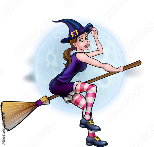 Halloween Witch Flying on B...