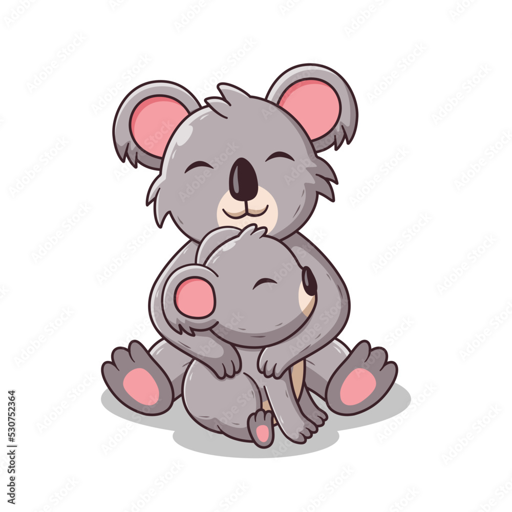 Loving Mother Koala hug the baby. Animal Icon Concept. Flat Cartoon Style. Suitable for Web Landing Page, Banner, Flyer, Sticker, Card Loving Mother Koala hug the baby. Animal Icon Concept. Flat Cartoon Style. Suitable for Web Landing Page, Banner, Flyer, Sticker, Card