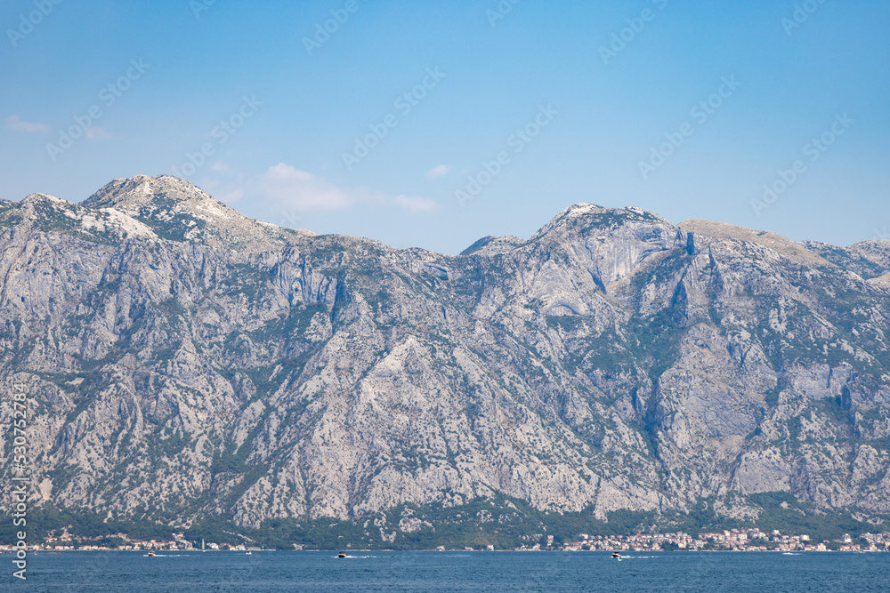 Rocky mountain range, view from the sea. Rocky mountain range. View from the sea to the beautiful landscape of Montenegro