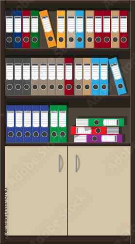 Cabinet and files, ring binders, office folders