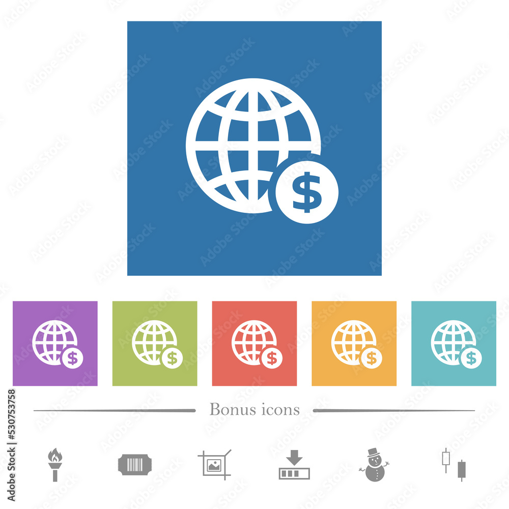 Online Dollar payment flat white icons in square backgrounds Online Dollar payment flat white icons in square backgrounds