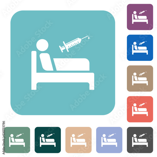 Vaccination ward rounded square flat icons