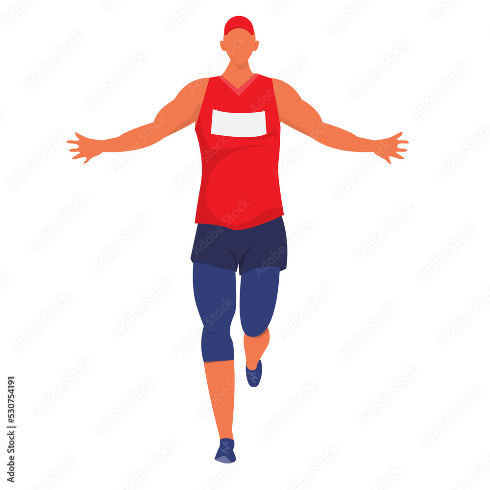 Man Character Running in Sportswear