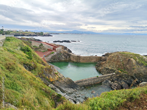 seawater pool in the tourist town of Tapia de Casariego, Asturias photo