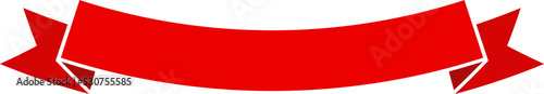 Red ribbon curve banner label