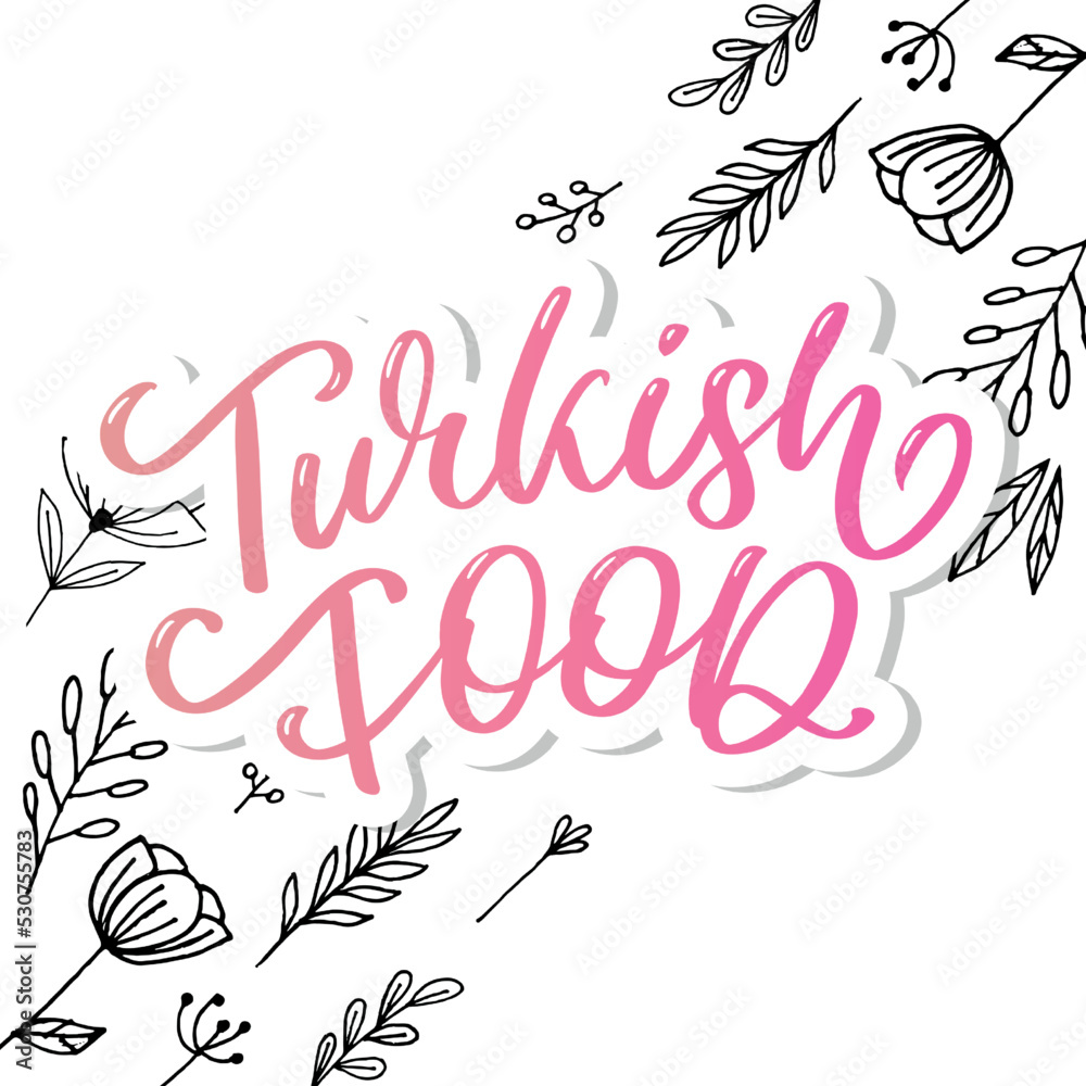 Naklejka premium Turkish food letter. Design element. Traditional design. Vector lettering illustration. Healthy meal.