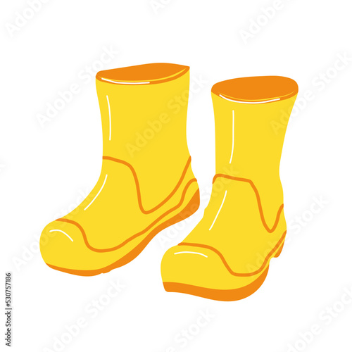 Yellow rain boots. Vector cartoon hand drawn illustration.
