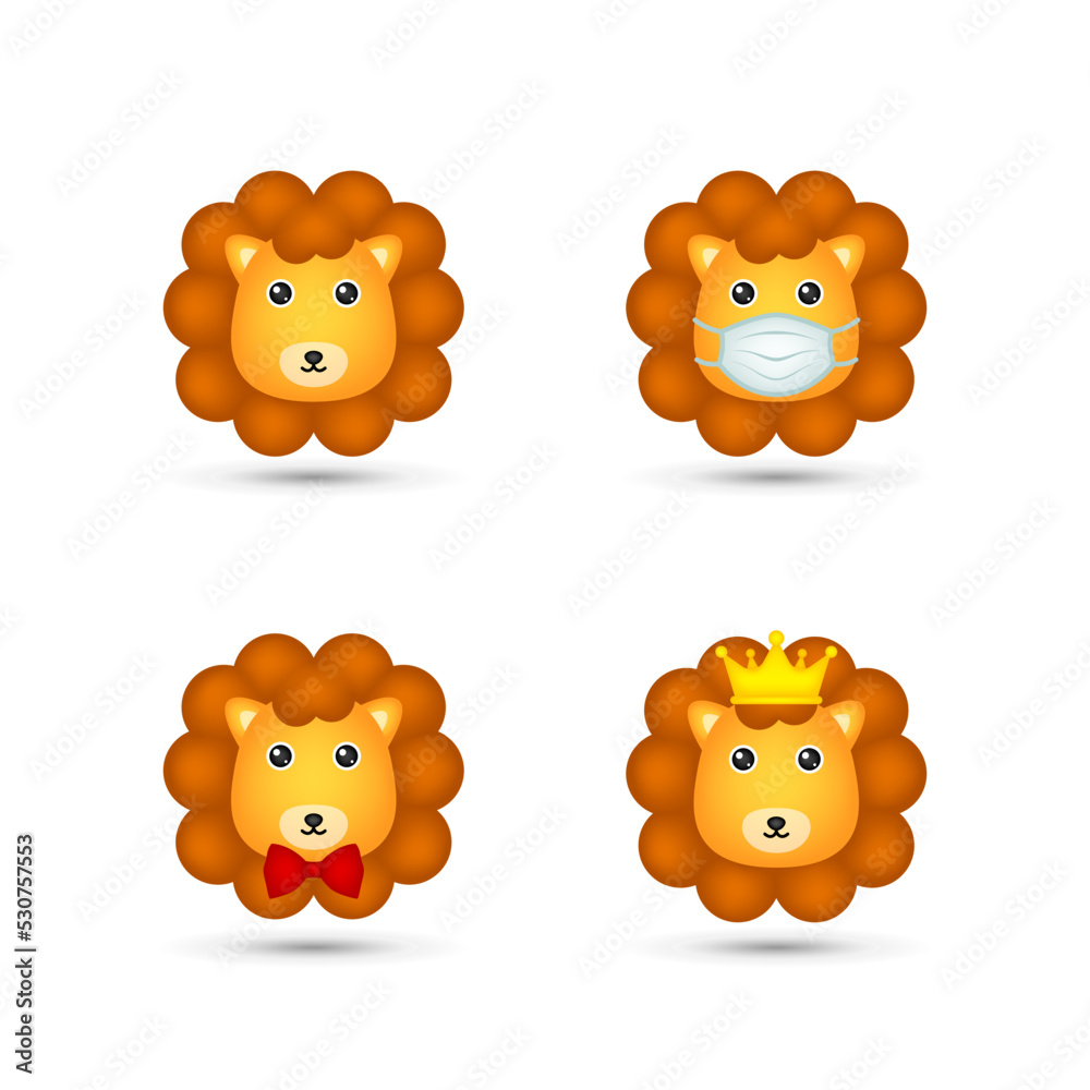 Lion head on white background