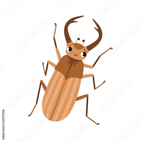 Cute chafer, May bug. Funny maybug character, childish insect. Happy smiling ...