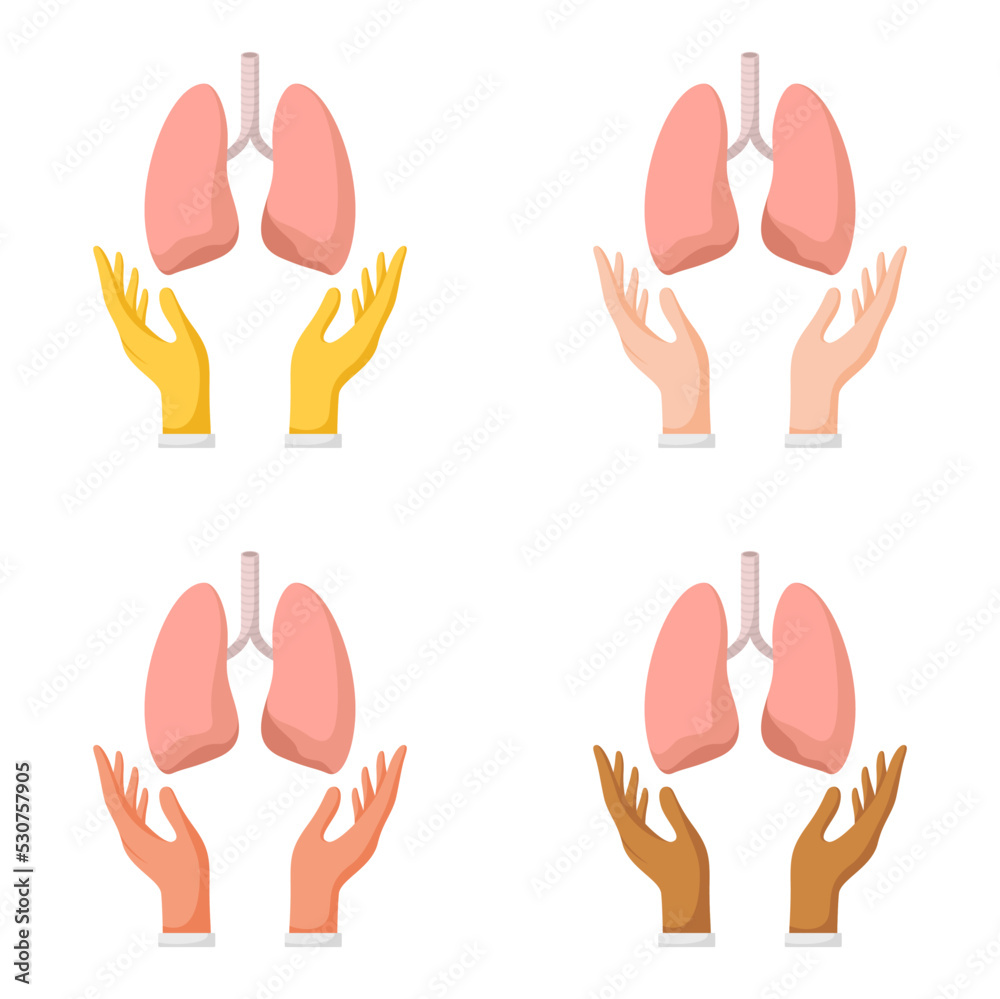 Set of hands gestures with lung Set of hands gestures with lung