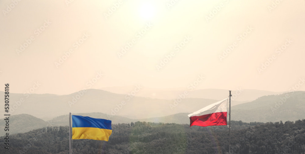 flaga polski i ukrainy - obrazy, fototapety, plakaty 