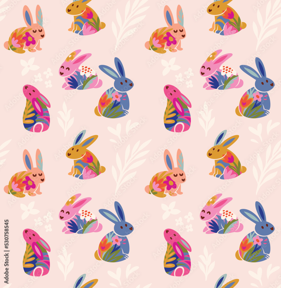 Obraz premium Tender bunnies seamless pattern