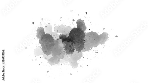 watercolor paint brush stroke. ink splash transition. Abstract inkblot, splat, fluid art, overlay, alpha matte composition, spread on a transparent background. ink transition splatter blot spreading.