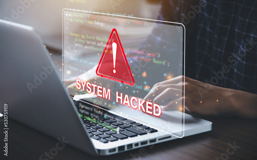 Obraz na plátně System hacked alert after cyber attack on computer network