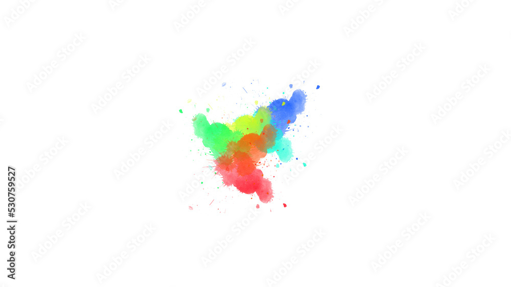 Fototapeta premium watercolor paint brush stroke. ink splash transition. Abstract inkblot, splat, fluid art, overlay, alpha matte composition, spread on a transparent background. ink transition splatter blot spreading.
