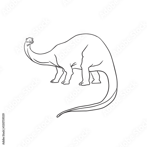 Dinosaur, Cretaceous, line illustration for coloring. Coloring book for adults and children. prehistoric period.