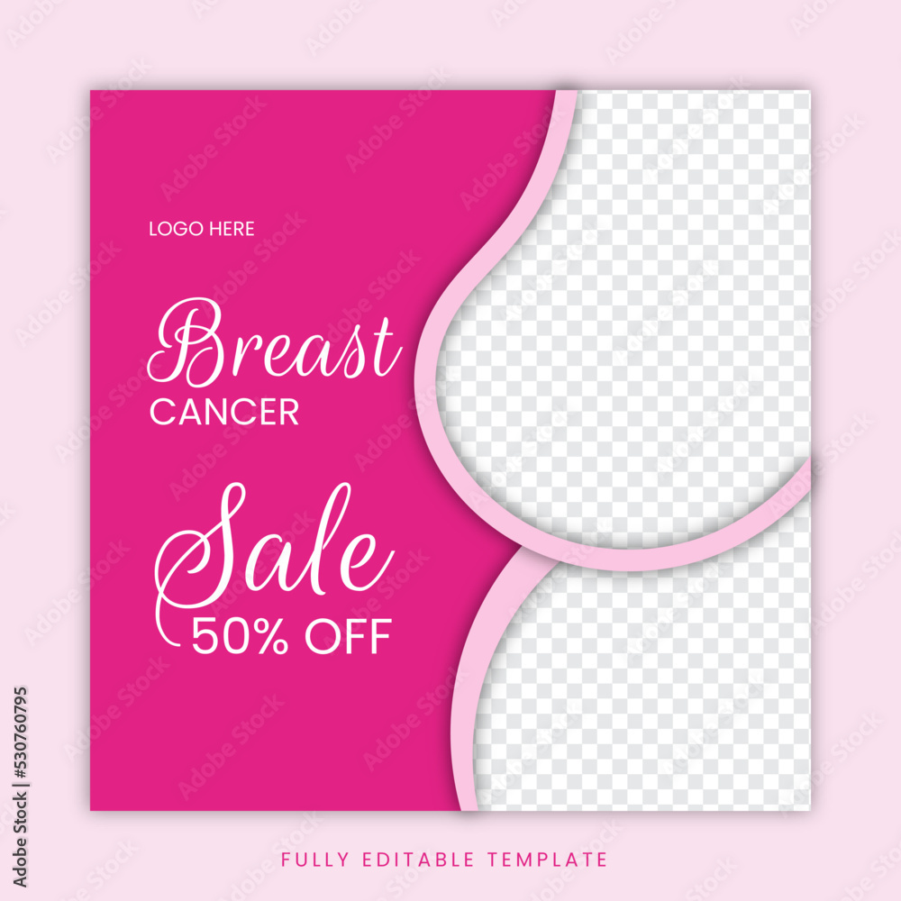 Breast cancer creative post template, Awareness, Month, Fully Editable Breast cancer creative post template, Awareness, Month, Fully Editable