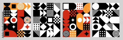 Collection of abstract posters. Contemporary composition with geometric shapes. Wall print.