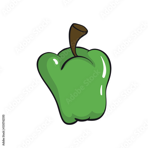 green bell pepper, paprika vector(Capsicum annuum L.) isolated on white background
