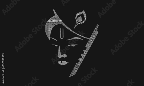 Lord krishna word cloud vector illustration l Typorgraphy design l Word art for lord
