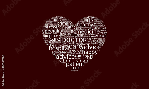 Doctor word cloud vector illustration design l Word art for healthcare and nursing l Doctor Day l World Health Day