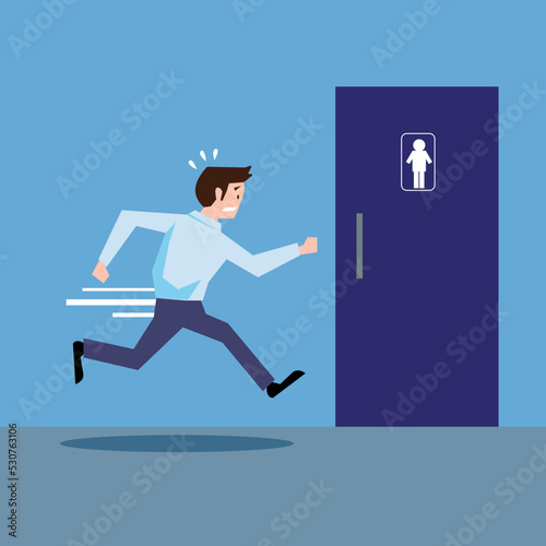 Cartoon man running to toilet 