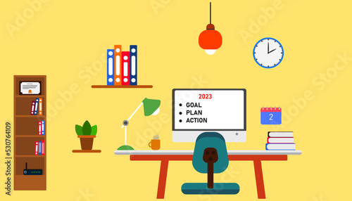 Masa is making plans for 2023. 2023 plan idea concept. Business from home ideas.