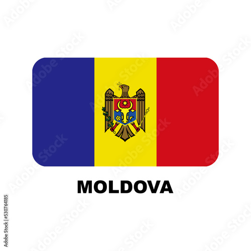 Oficial national flags of the world. Moldova country.  Design rectangular. Vector Isolated on a blank background which can be edited and changed colors.
